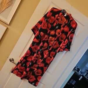H&M Red and Black Floral Kimono